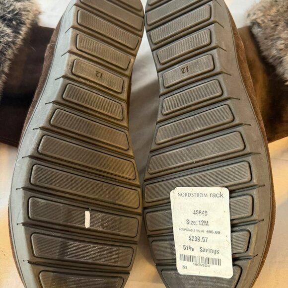 Aquatalia Walda Faux Fur Trimmed Waterproof Boots Brown Suede Women Size 12 NEW - Picture 6 of 6